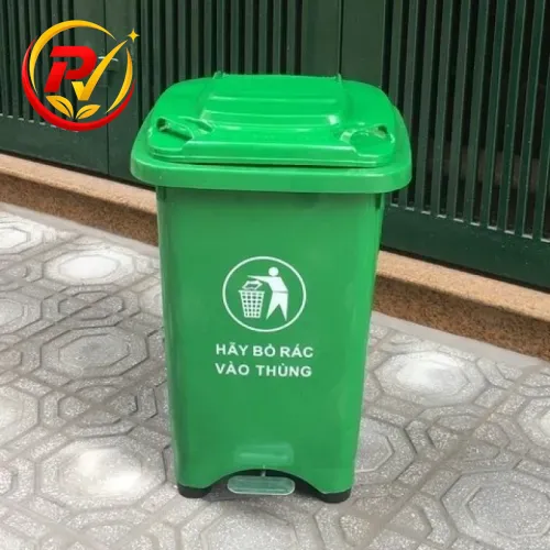 Thùng rác nhựa đạp chân 60L màu xanh lá (Green)